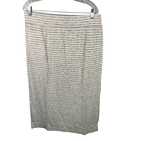 Lou & Grey Grey Stripe Midi Skirt Size XL New $78 Soft Knit Lounge Casual Soft - Picture 1 of 14